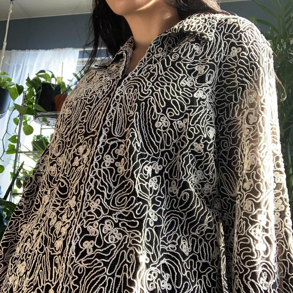 Quirky Sheer Zip Up With Unique Squiggle Texture - image 4